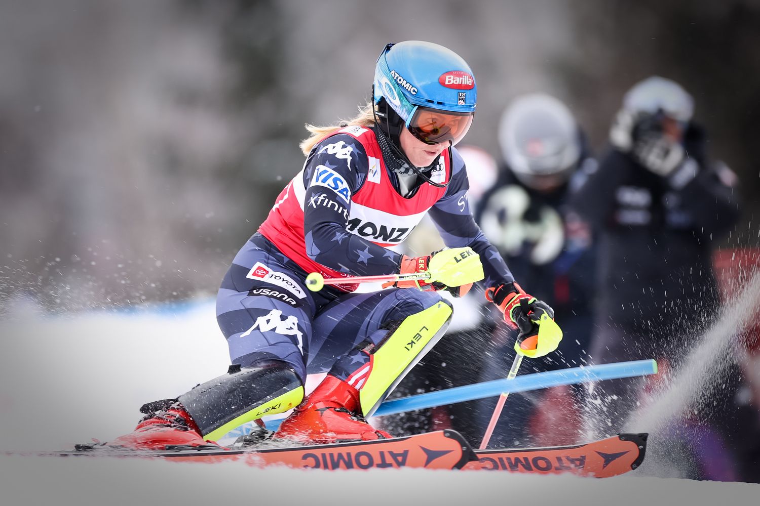 Mikaela Shiffrin im Slalom von Spindlermühle. 