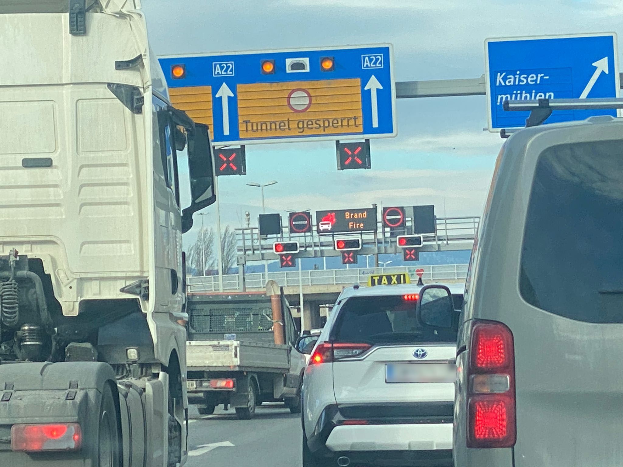 Der Kaisermühlentunnel ist gesperrt.