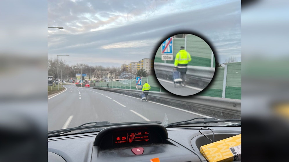 Der übermütige Wiener spazierte nach seinem Einkauf die Nordbrücke entlang