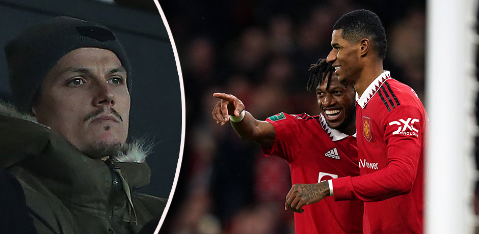 Marcel Sabitzer verfolgte den Final-Einzug von Manchester United auf der Tribüne. 