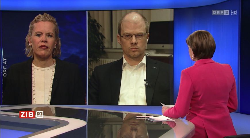 Psychiaterin Kathrin Sevecke und der Virologe Andreas Bergthaler in der "ZIB2"