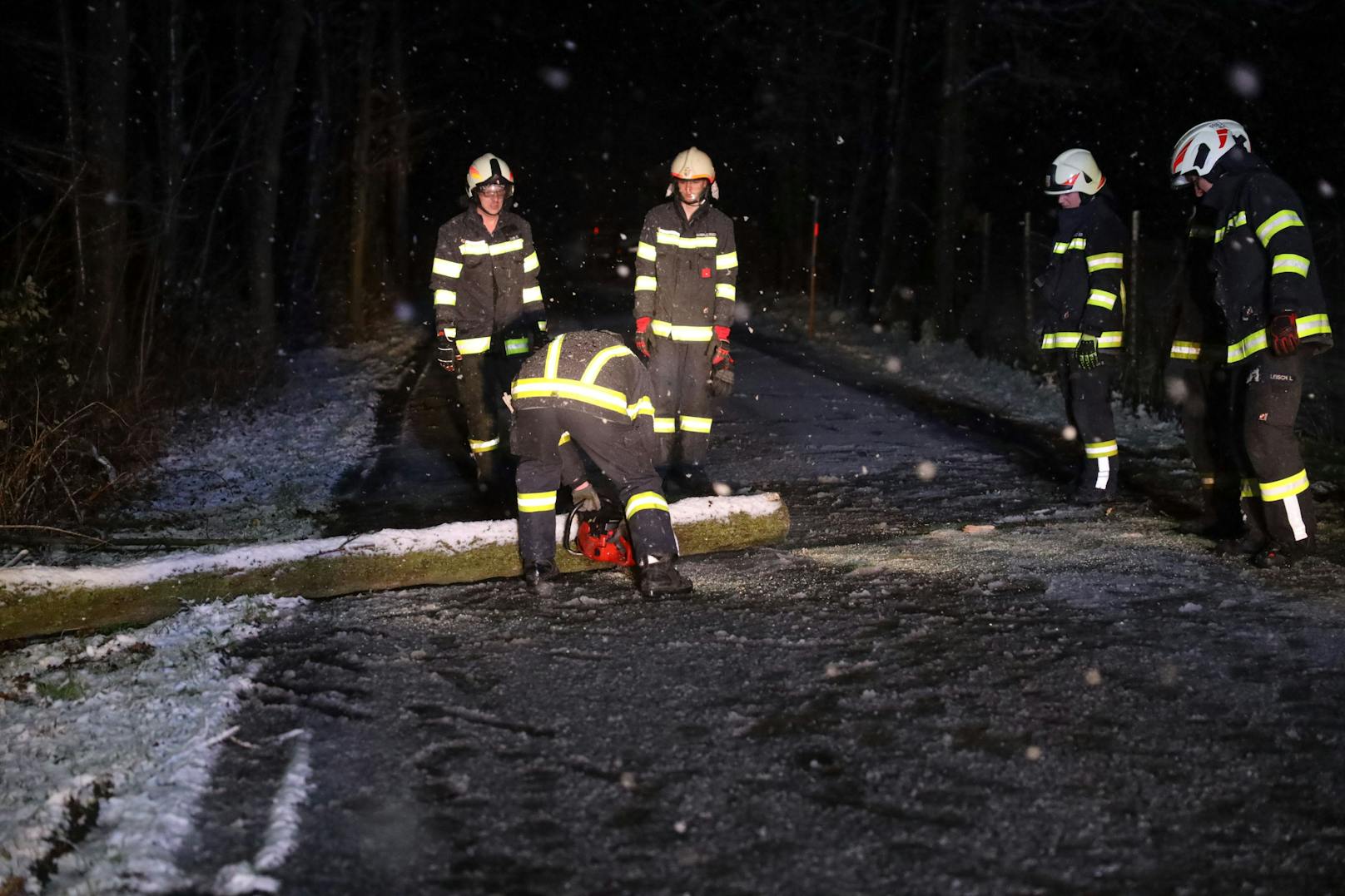 Umgestürzte Bäume nach Sturmböen und einsetzendem Schneefall haben für zahlreiche Einsätze der Feuerwehren in Oberösterreich gesorgt.