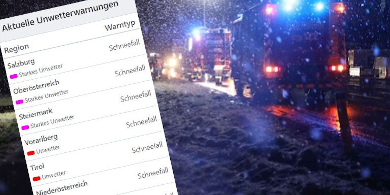 Unfälle, Sperren! Totales Schnee-Chaos in Österreich