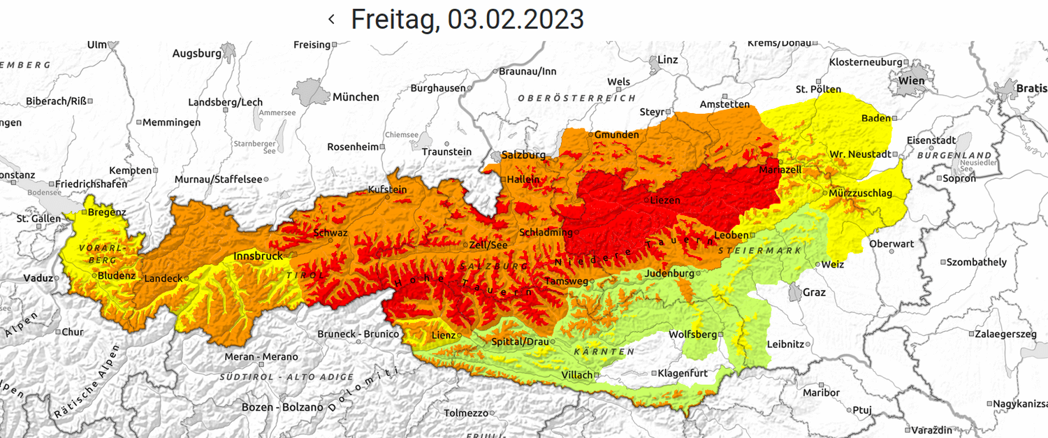 Aktuelle Lawinenwarnstufe.