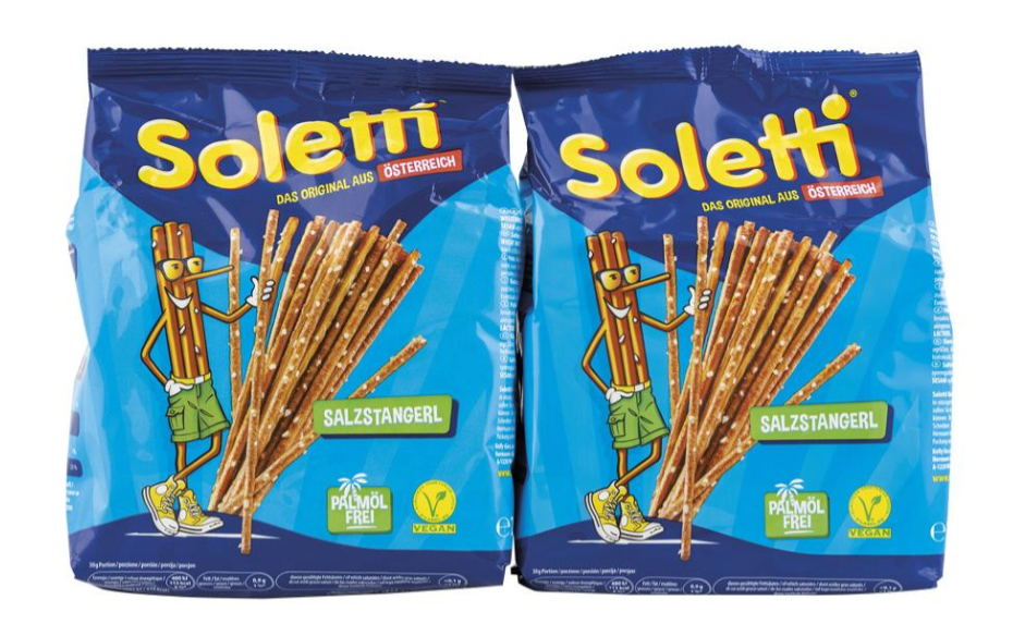 Versteckte Preiserhöhung bei Salzstangen: Statt 250g sind nur mehr 230g enthalten.