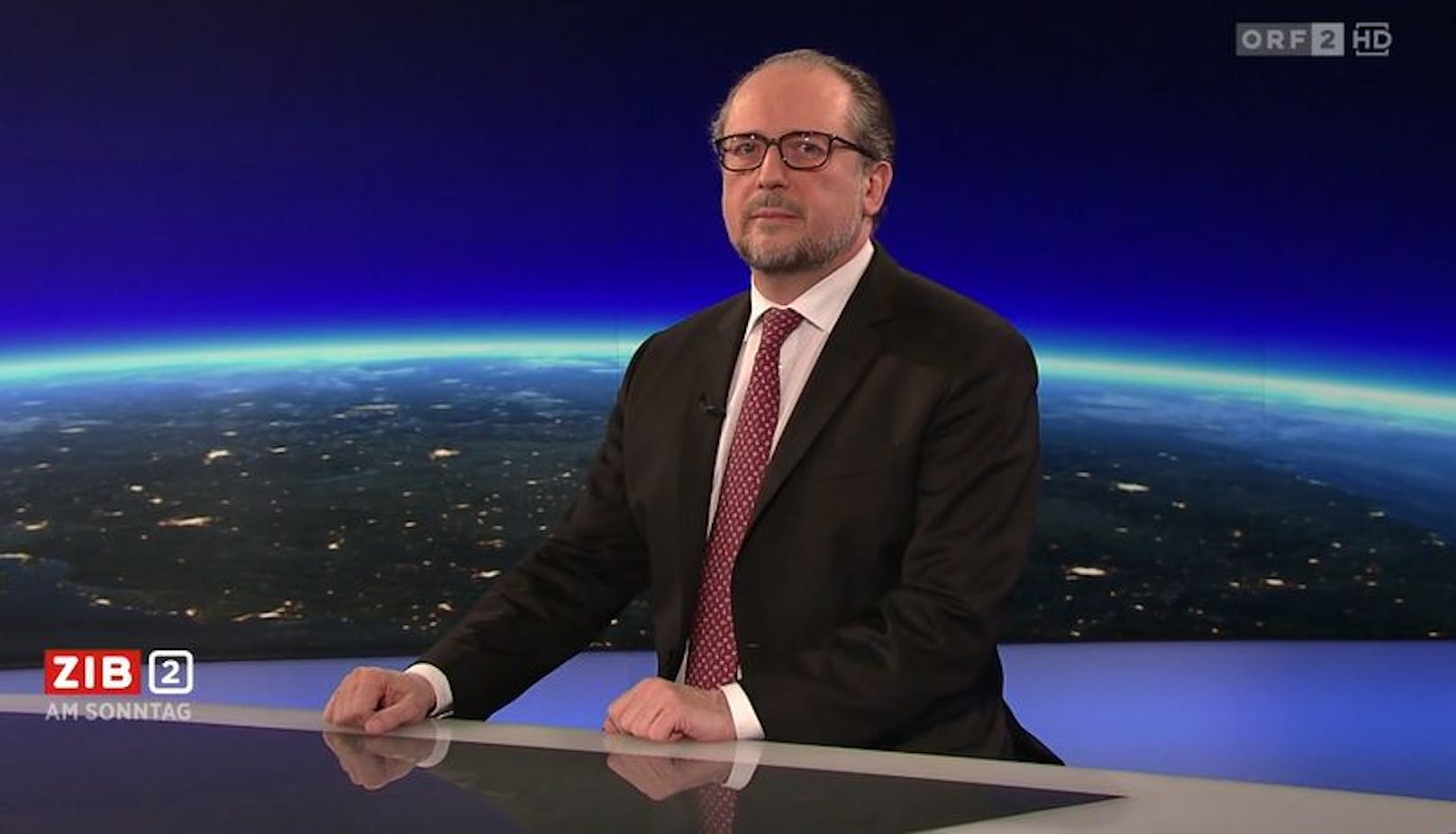 Außenminister Alexander Schallenberg (ÖVP) im Studio der ORF-"ZIB2 am Sonntag".