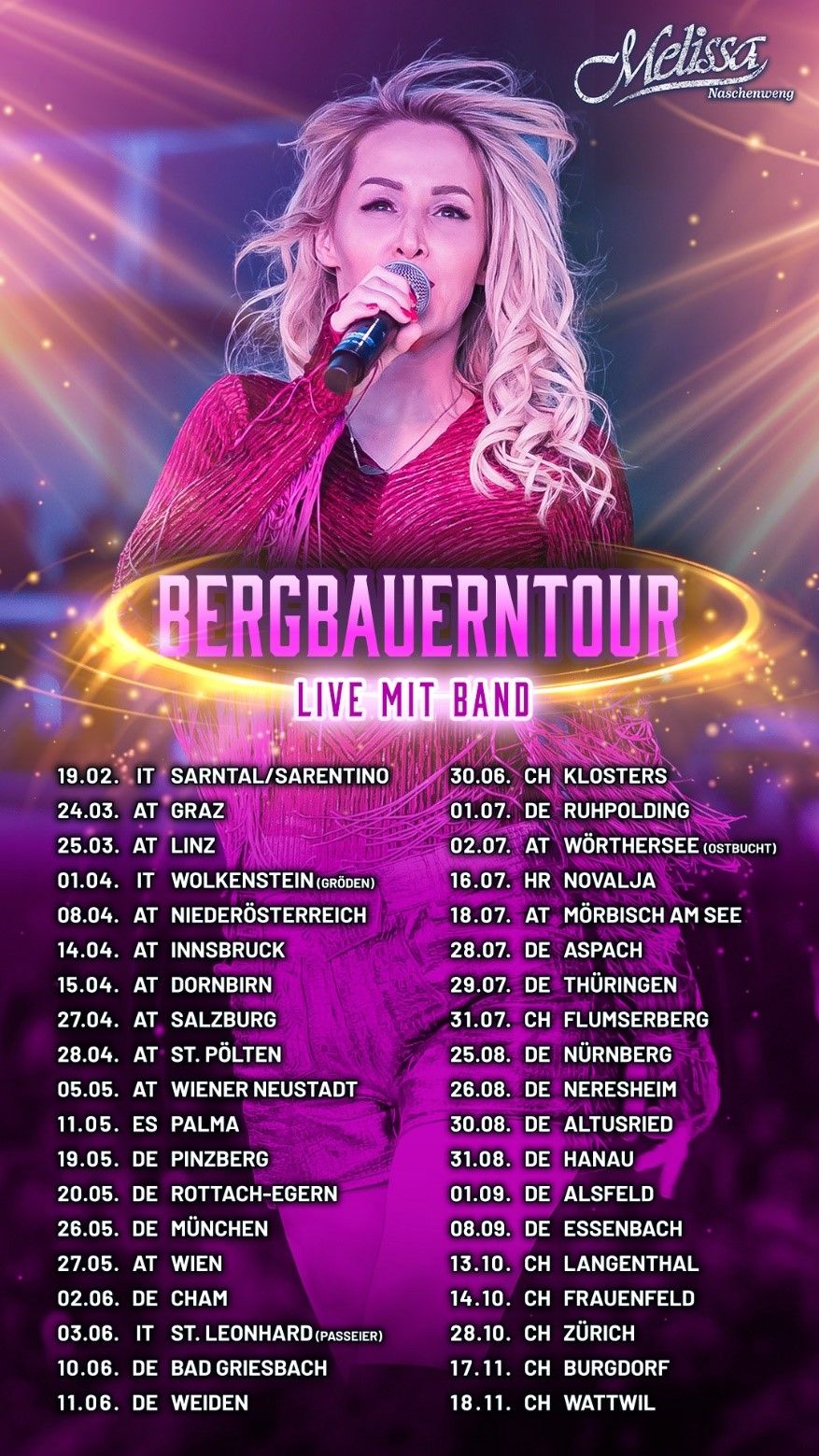 Die Termine der "Bergbauern"-Tour von Melissa Naschenweng