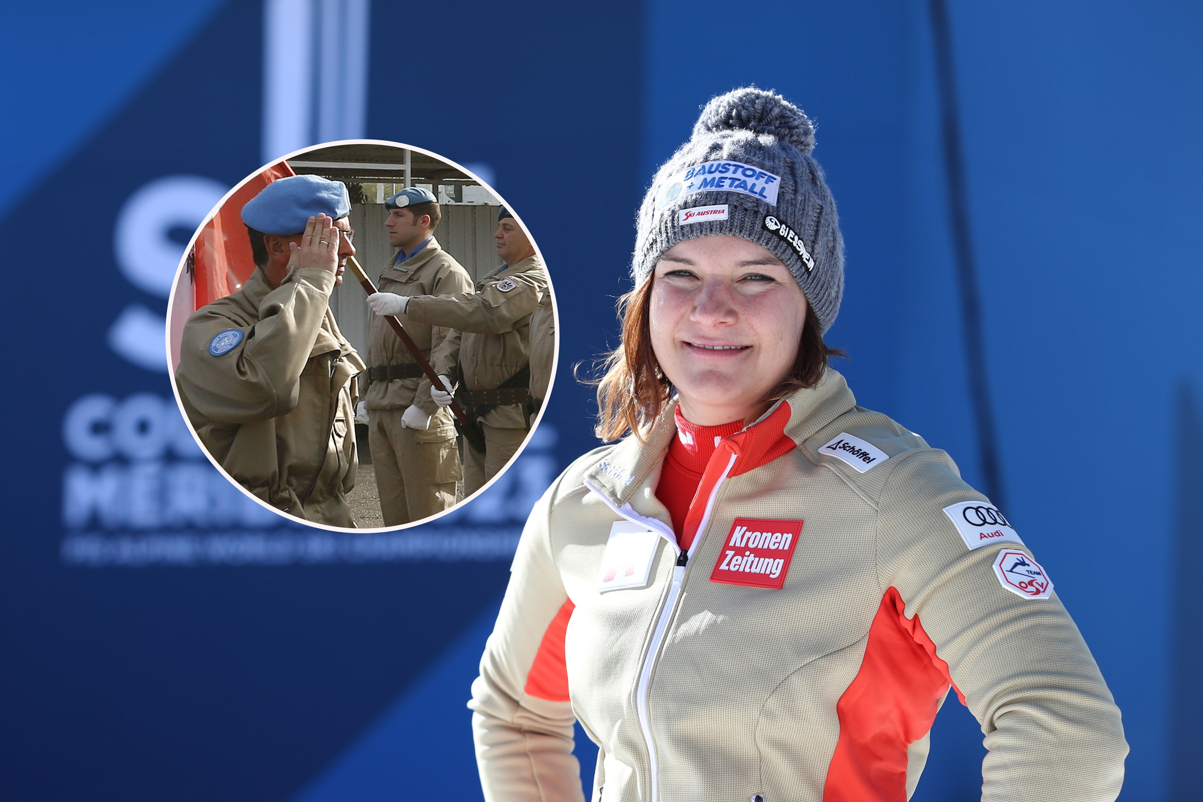 Ramona Siebenhofer scherzt über das WM-Outfit.