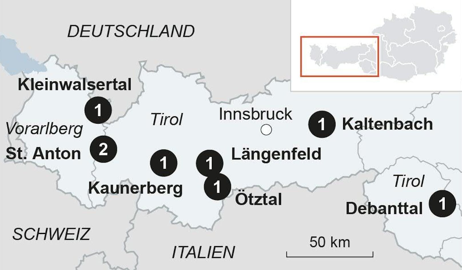 8 Getötete bei Lawinenabgängen in Tirol und Vorarlberg.