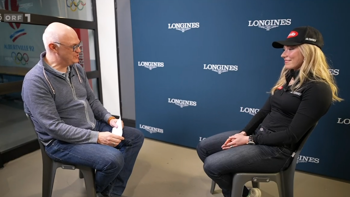 Peter Brunner im sympathischen Interview mit Mikaela Shiffrin.