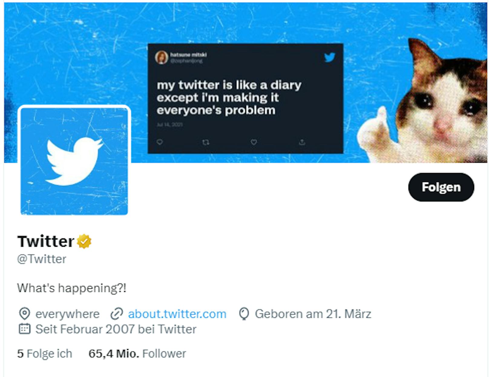 Twitters Twitter Profil mit goldenem Häkchen