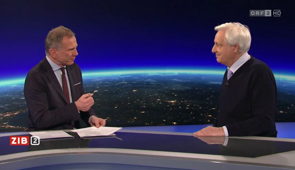 Wirtschaftsforscher Klaus Neusser, Chef des Instituts für Höhere Studien (IHS), im Gespräch mit ORF-Moderator Armin Wolf.