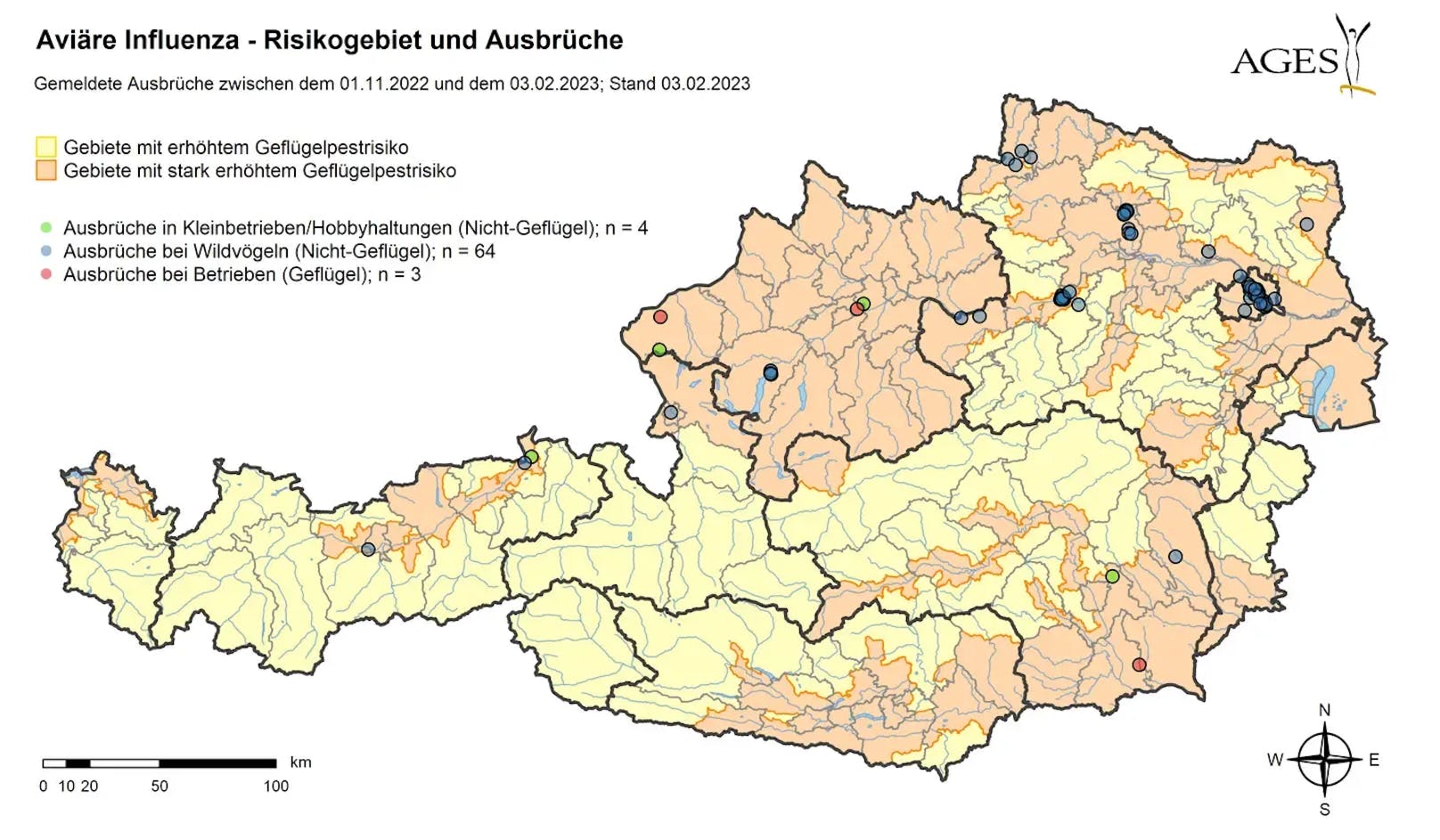 Sowohl in Oberösterreich als auch in Tirol wurden Ausbrüche in Geflügelbetrieben bestätigt.