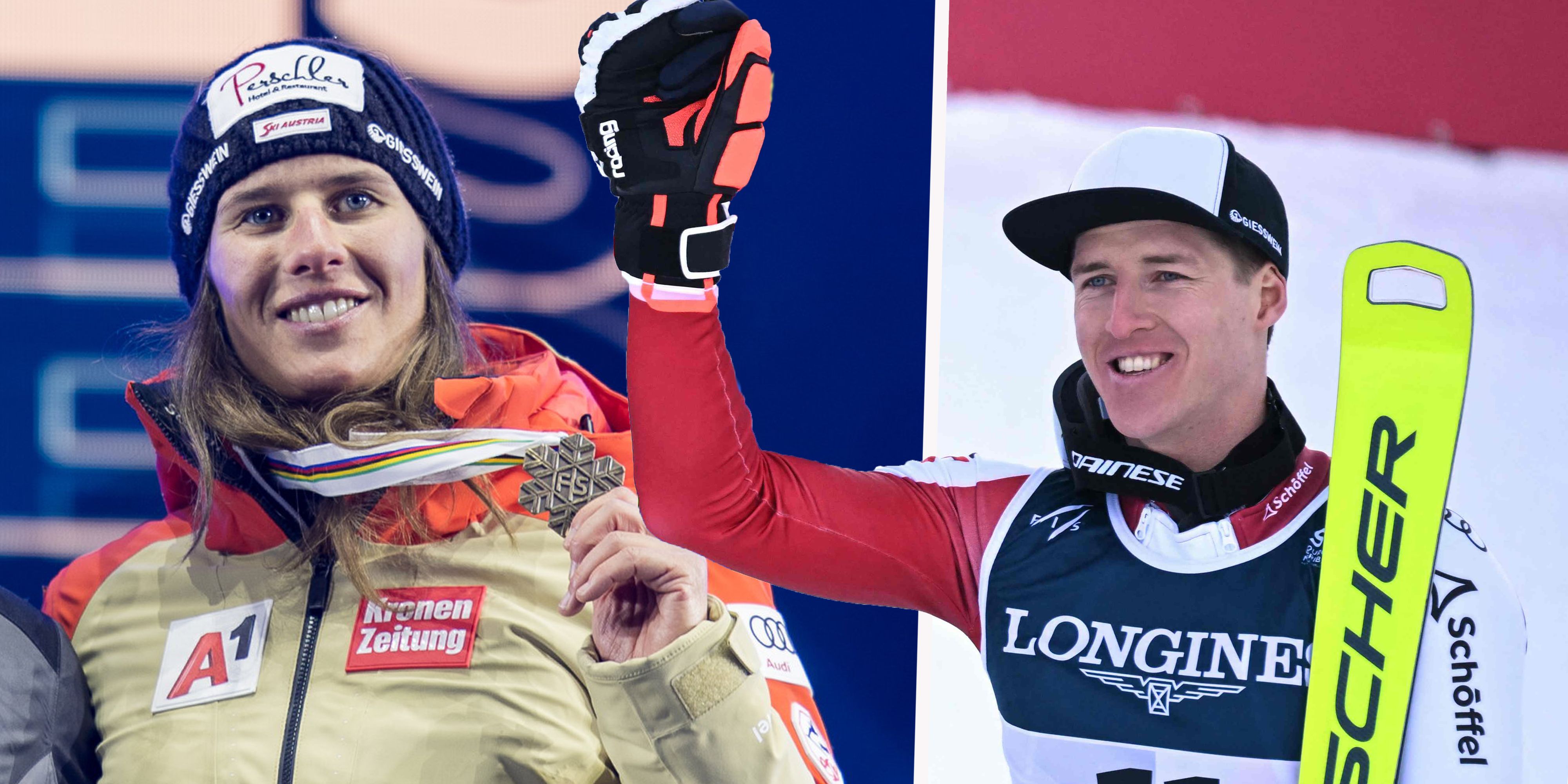 Ricarda und Raphael Haaser jubeln in Courchevel / Meribel.