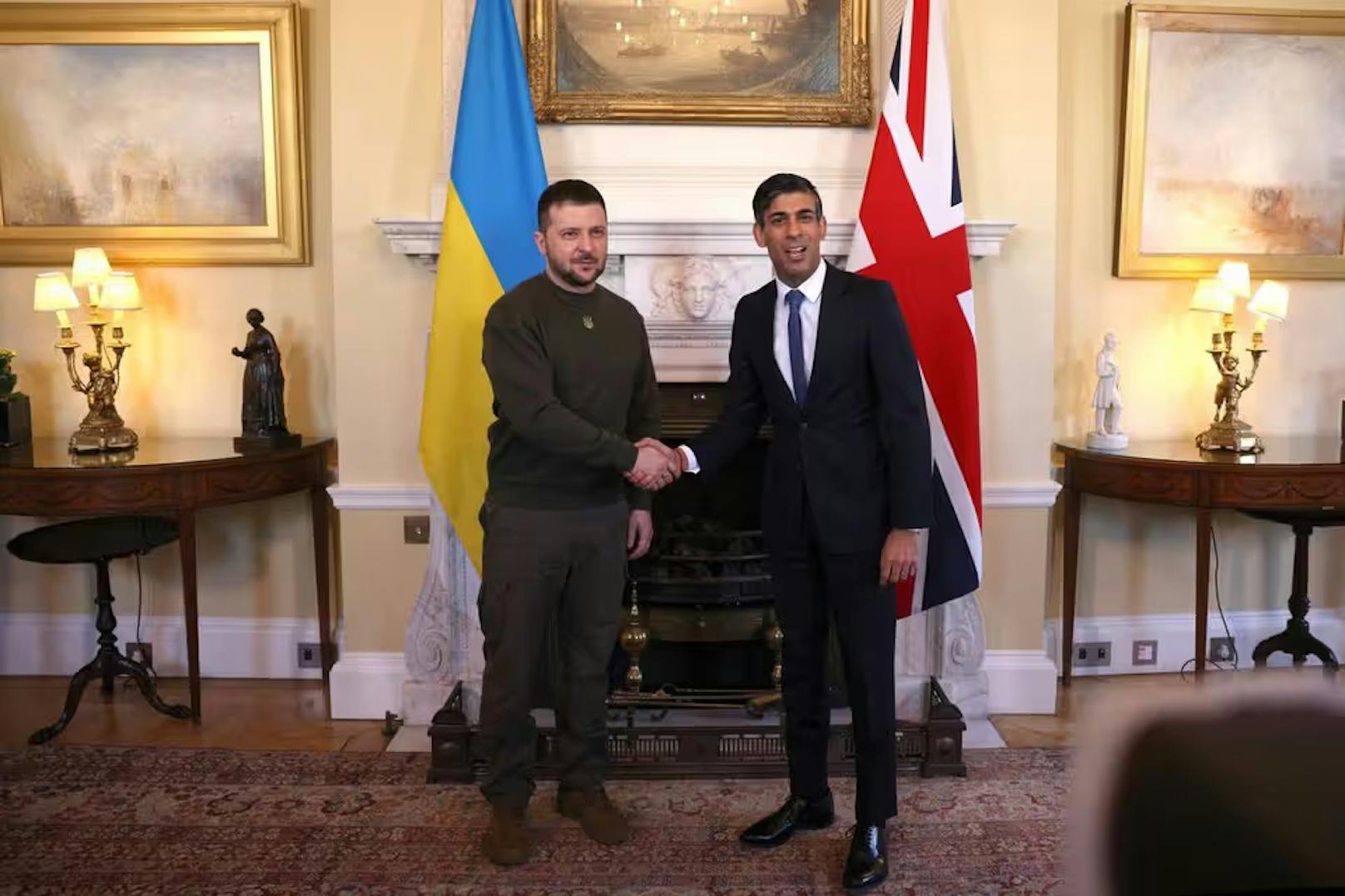 Der britische Premierminister Rishi Sunak empfängt den ukrainischen Präsidenten Wolodimir Selenski in der Downing Street 10