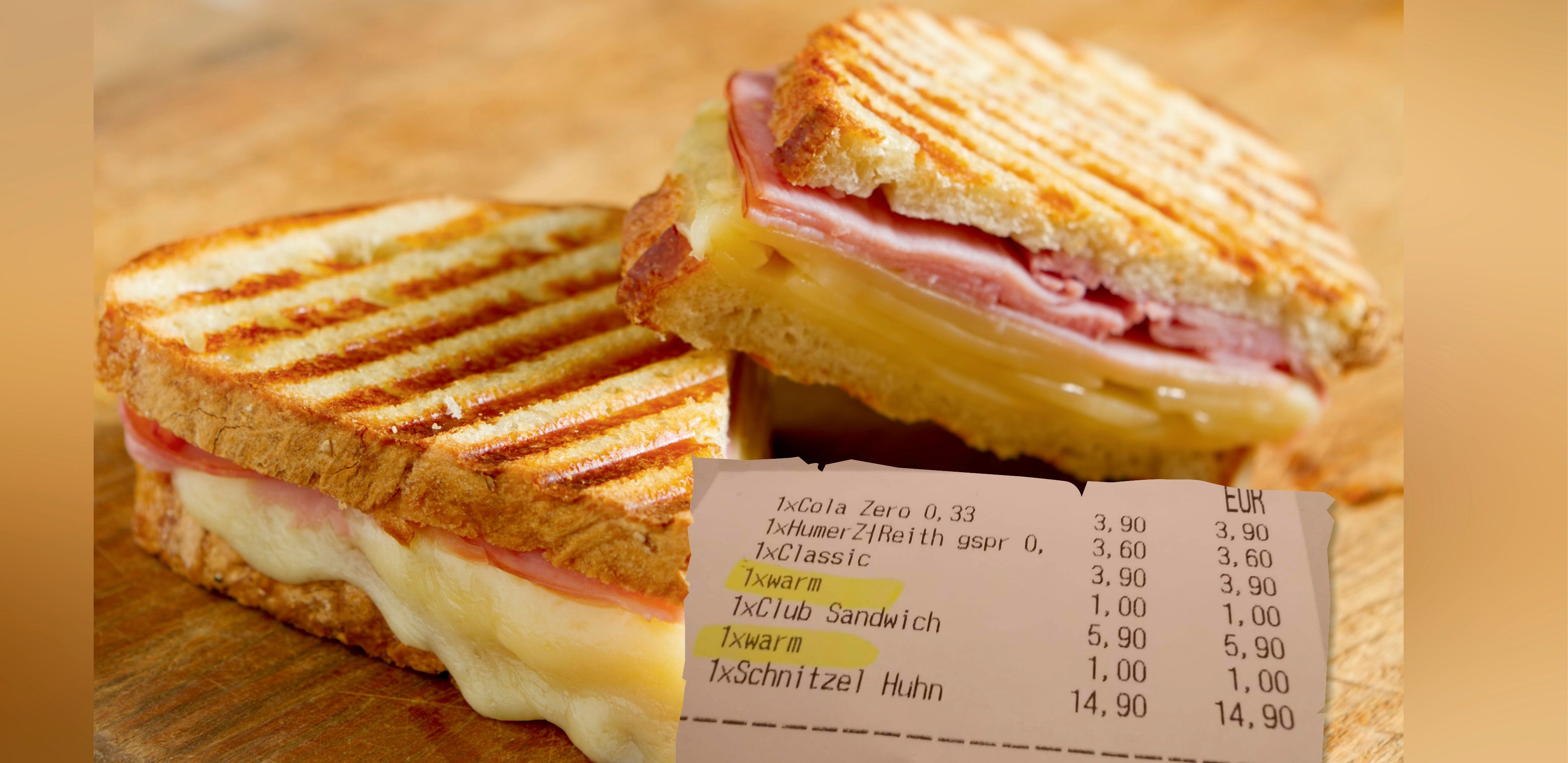 Für das Aufwärmen der Toasts musste eine Kundin einen weiteren Euro zahlen.&nbsp;