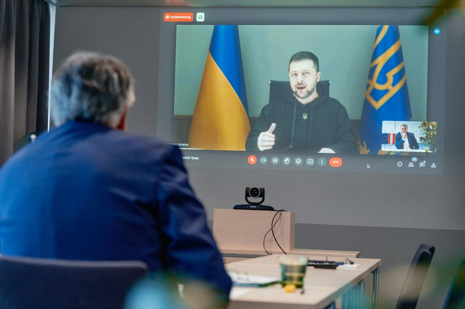 Videokonferenz von Vizekanzler und Sportminister Kogler mit dem ukrainischen Präsidenten Selenskyj
