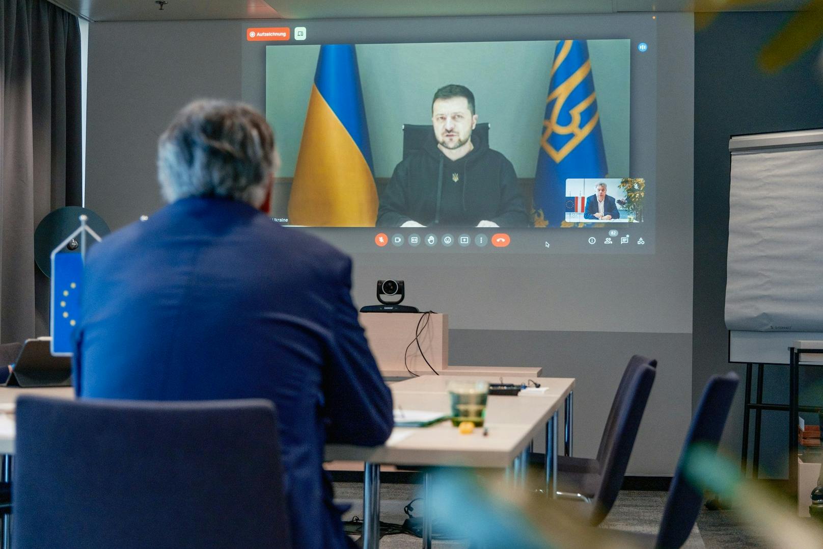 Videokonferenz von Vizekanzler und Sportminister Kogler mit dem ukrainischen Präsidenten Selenskyj