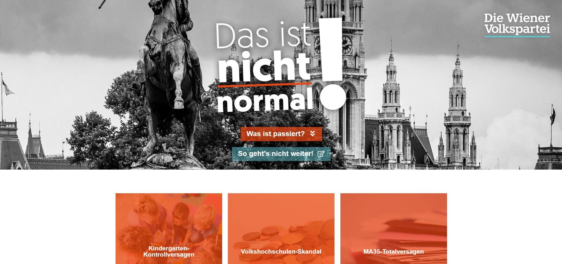 Auf "dasistnichtnormal.wien" beleuchtet die Wiener VP das "Versagen" der Wiener SP.