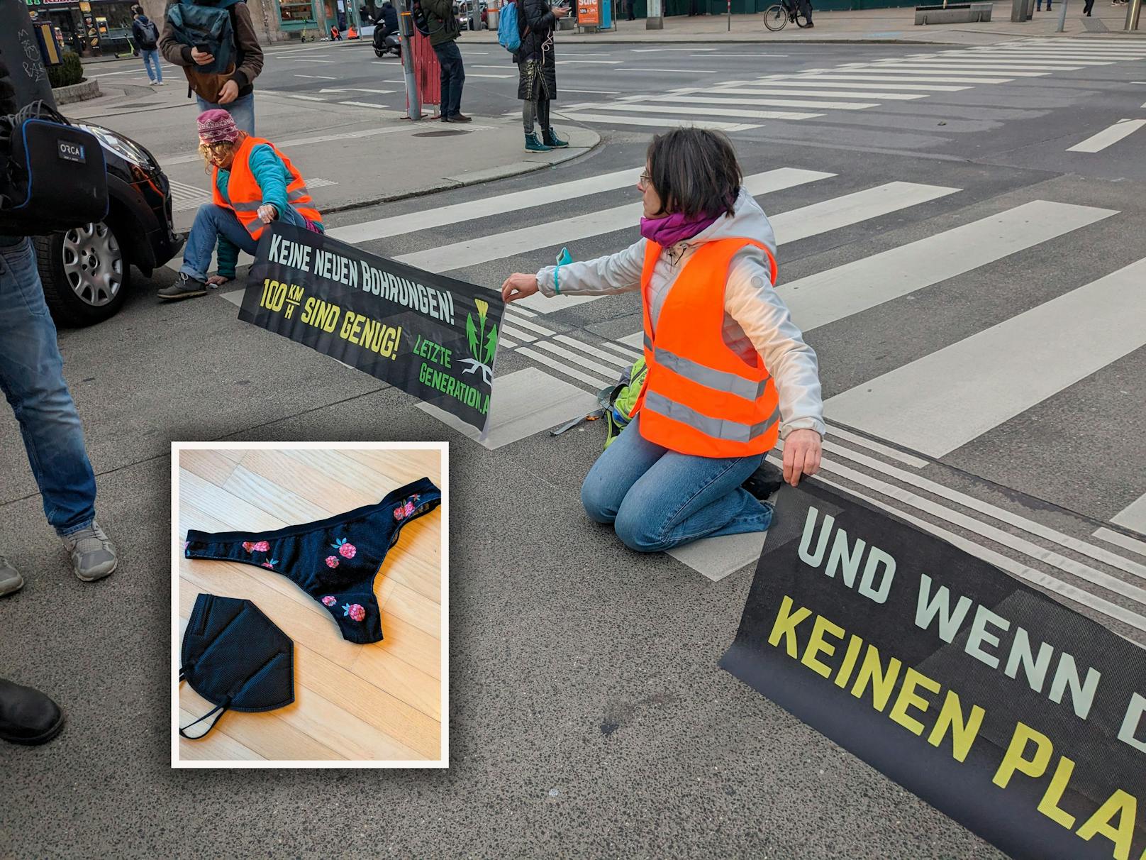 Eine Klima-Aktivistin berichtet, dass sie vor der Polizei ihre Unterwäsche ausziehen musste. Die 26-Jährige postete auf Twitter ein Bild der Unterhose.