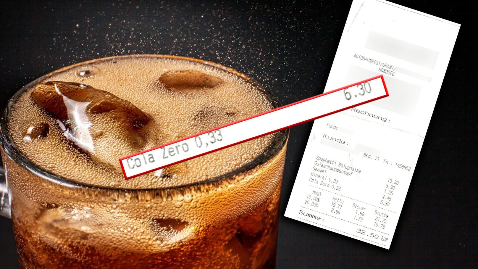 Nicht einmal ein halber Liter Cola kostete den Wiener 6,30 Euro. 