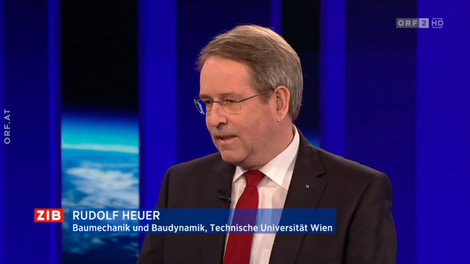 TU-Bauexperte Rudolf Heuer am 12. Februar 2023 in der ZIB2 mit Martin Thür.
