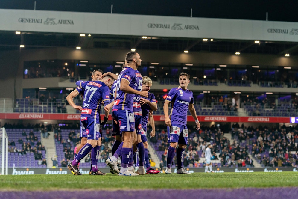 Die Wiener Austria jubelt über den Heimsieg gegen Klagenfurt