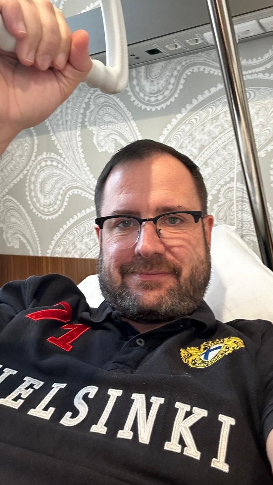 Christian Hafenecker kurz vor der Entlassung aus dem Spital am Montagmittag