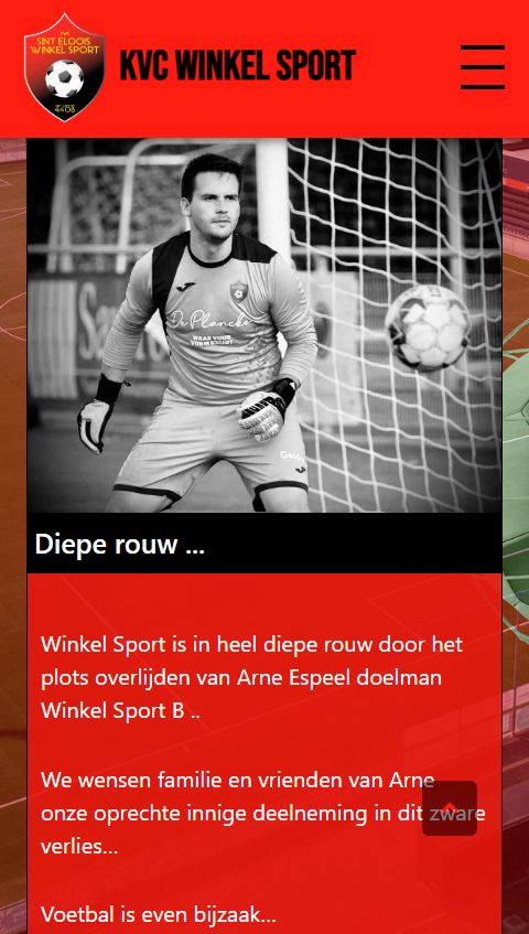 Der KVC Winkel Sport trauert um seinen toten Goalie.