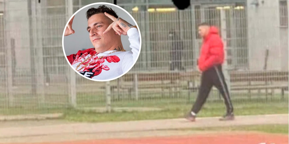 Gzuz  bei einem Spaziergang hinter Gittern