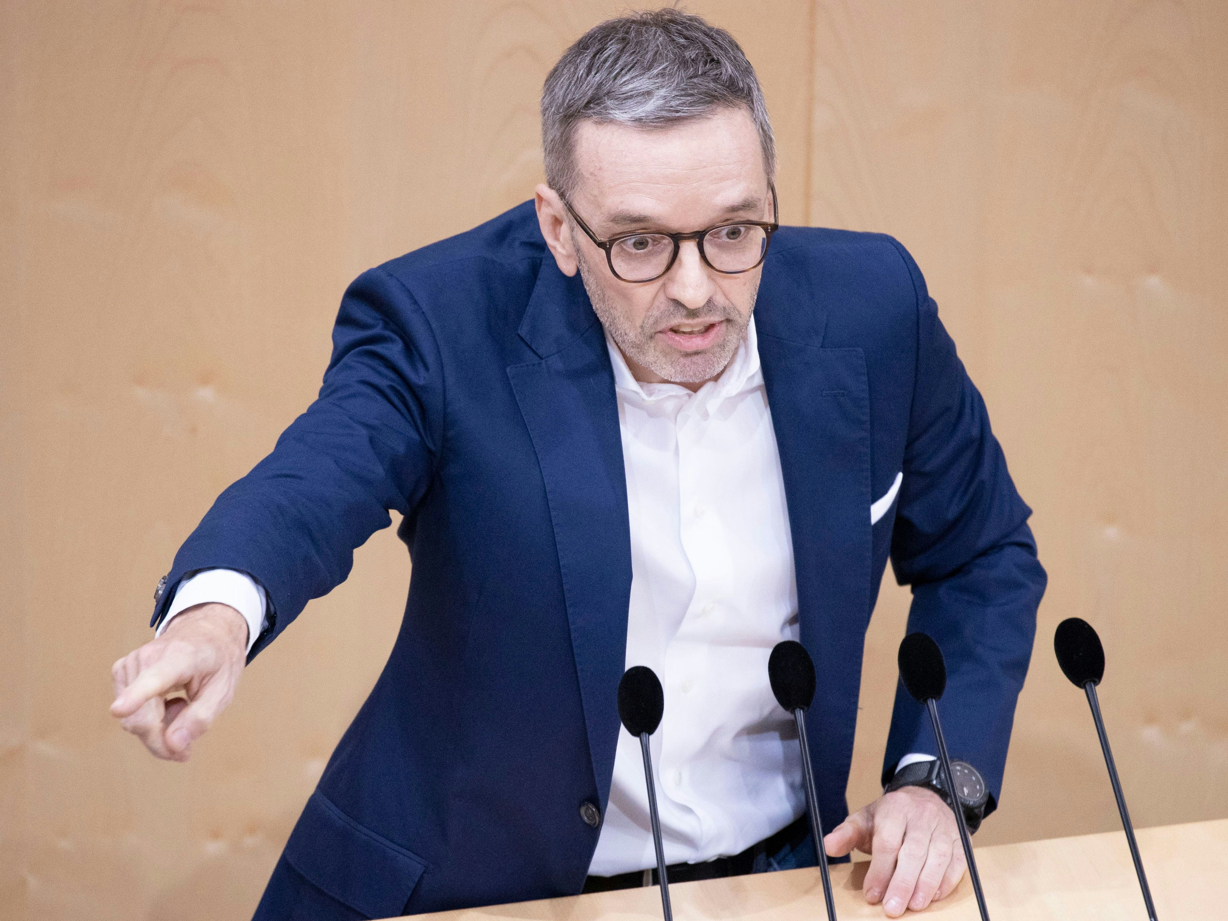 FP-Chef Herbert Kickl während einer Sondersitzung des Nationalrates Ende 2022.