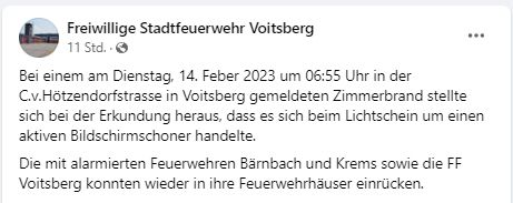 Die Voitsberger Feuerwehr meldete ihren kuriosen Einsatz auch auf Facebook.