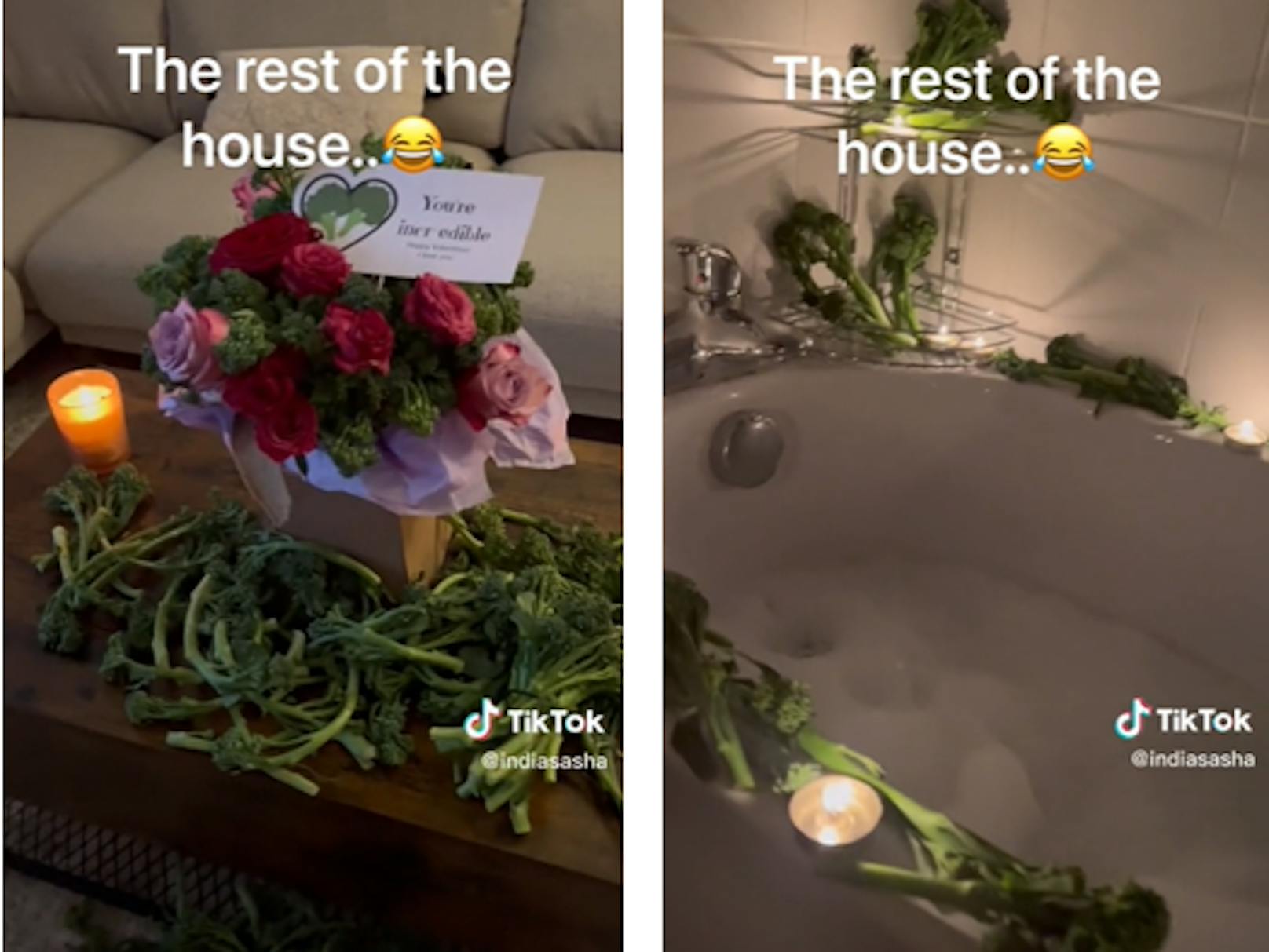 Für den Valentinstag hatte ein Engländer das ganze Haus mit Brokkoli statt Rosen dekoriert.