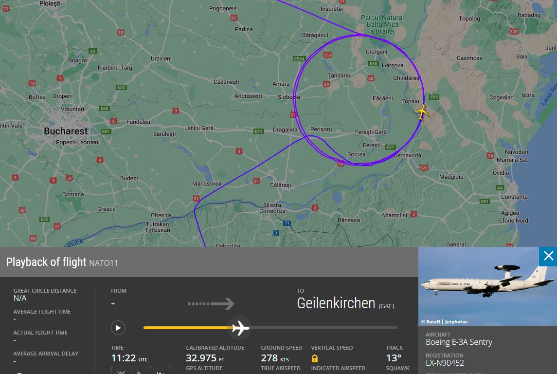 Ein NATO-Überwachungsflieger kreiste am Valentinstag über Rumänien.