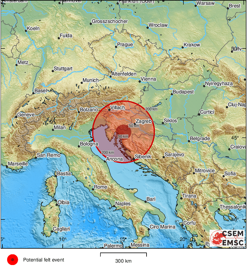 Das Epizentrum des Bebens war bei Rijeka