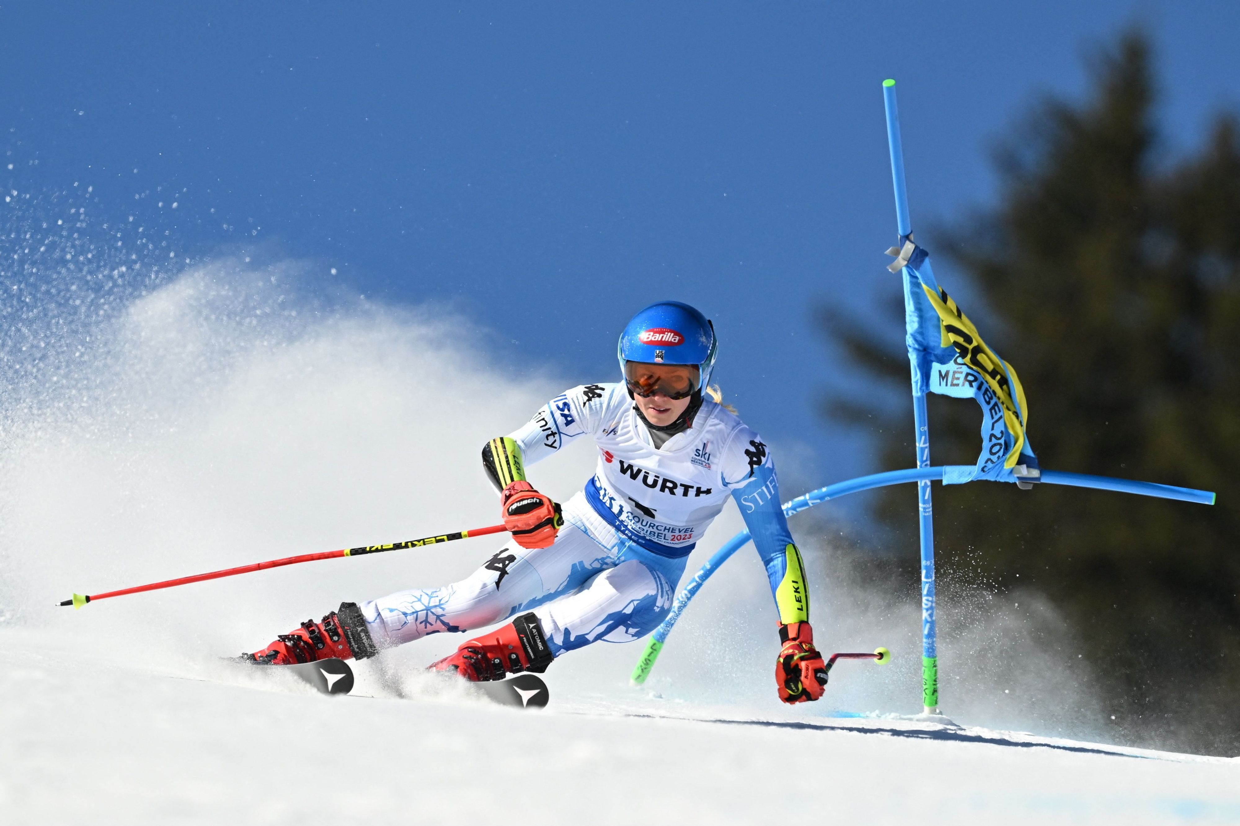 Mikaela Shiffrin im WM-Riesentorlauf von Meribel. 