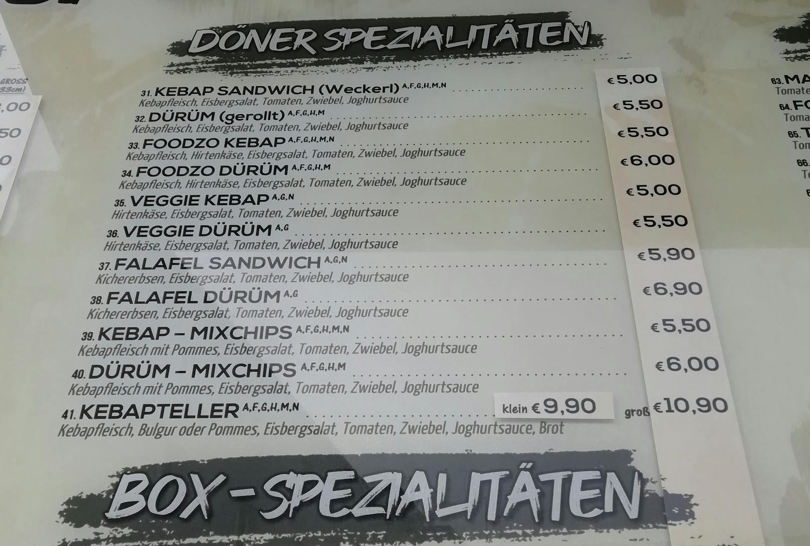 Ein Kebab-Restaurant in der Welser Innenstadt verlangt 5 Euro für ein Kebab Sandwich.