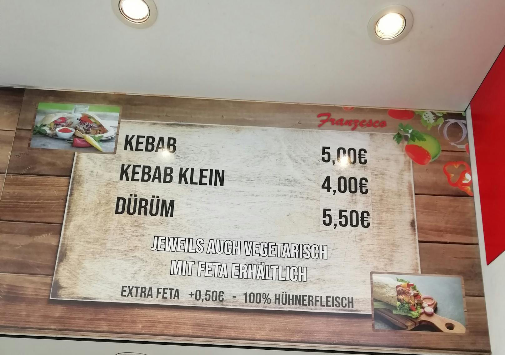 5 Euro kostet ein Kebab in der Linzer Pizzeria Franzesco.