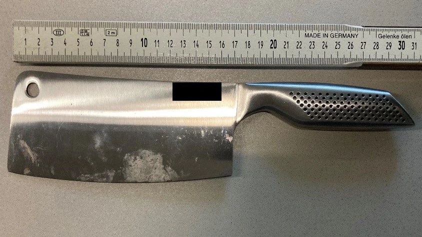 Das Fleischerbeil wurde sichergestellt.
