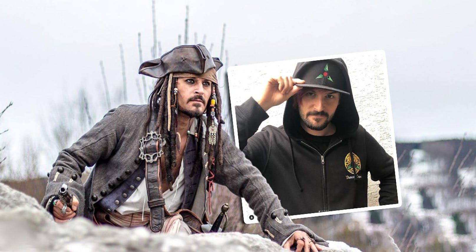 Streamer und TikToker Gerald Mayer aka @deagal_remyr in seiner Paraderolle als Pirat Jack Sparrow.