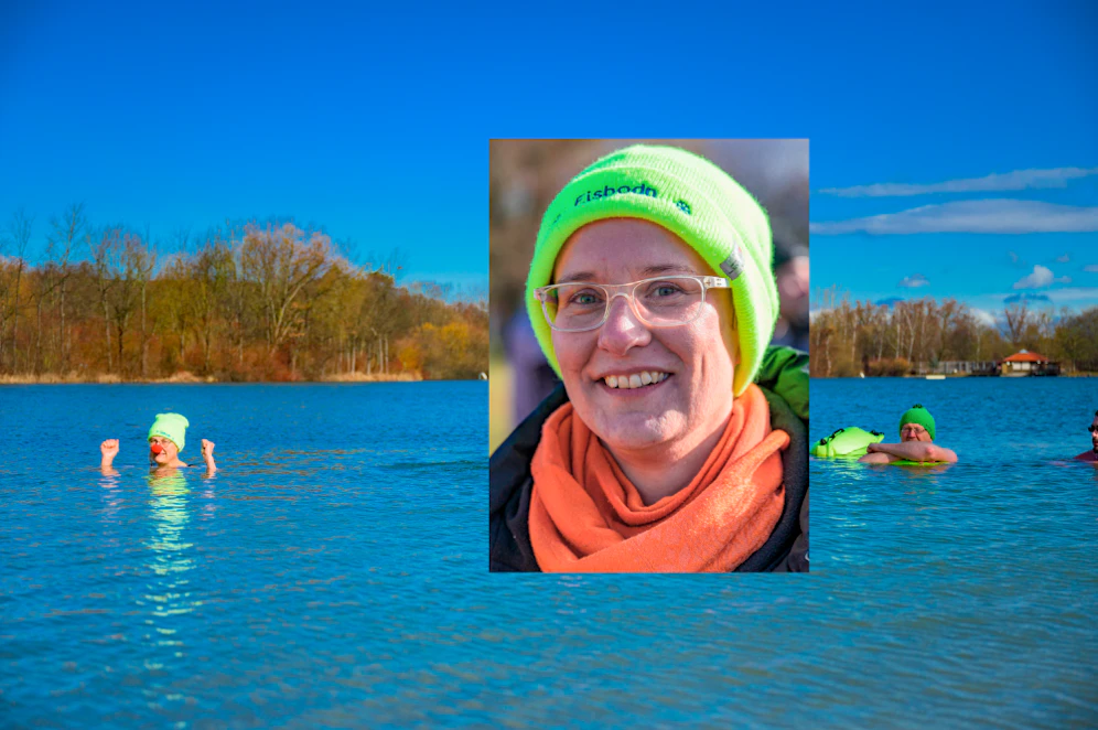 Eisbaden im Ratzersdorfersee: Trixi Bachinger ist ein Fan.