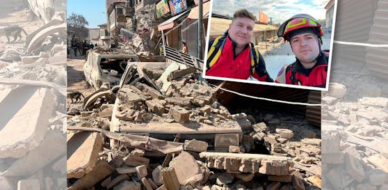 Ralf Stiglmayr (32) und Gregor Finster (26) von der Tierhilfe Gusental sind seit 14. Februar in dem Erdbebengebiet im Einsatz.