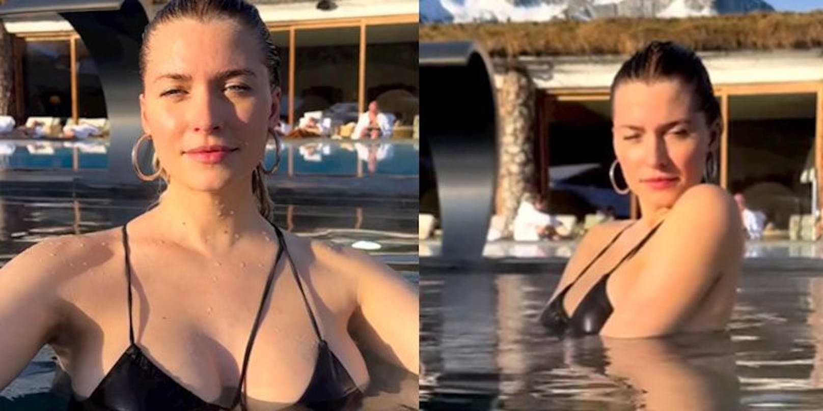 Lena sorgt mit heißer Wasser-Show im Pool für Aufsehen