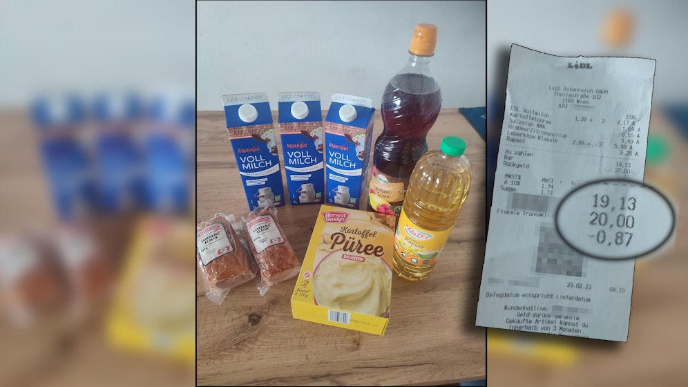 In einem Diskonter in Ottakring zahlte eine Wienerin für ihr Mittagessen 20 Euro – zu viel, meint die Familienmutter.