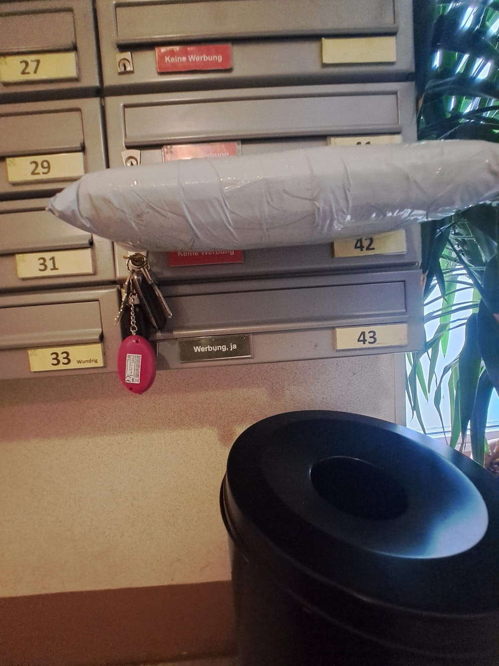 Das Paket war nur zur Hälfte im Briefkasten.