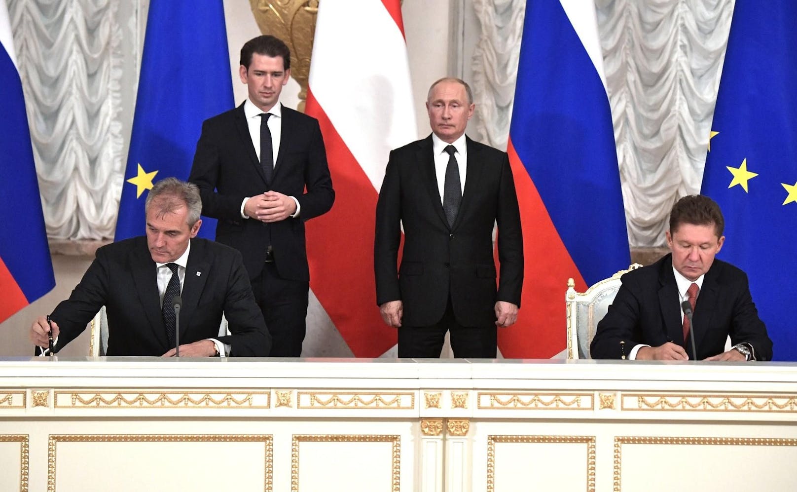 Unter den Augen von Sebastian Kurz und Wladimir Putin wurde im Sommer 2018 das Gas-Schicksal Österreichs bis 2040 besiegelt.