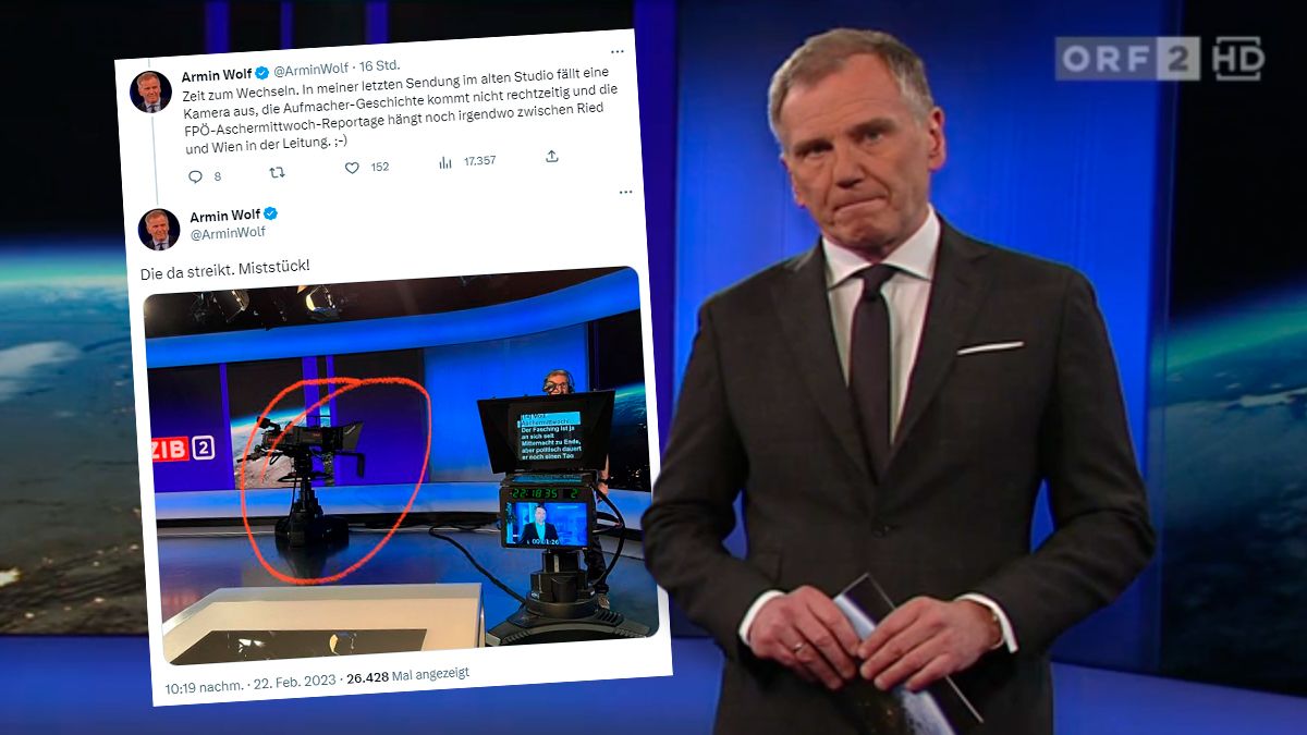 Eine Ära geht einer Pannen-Serie zu Ende: Armin Wolfs moderierte am 22. Februar 2022 seine letzte "ZIB2" im bisherigen Studio.