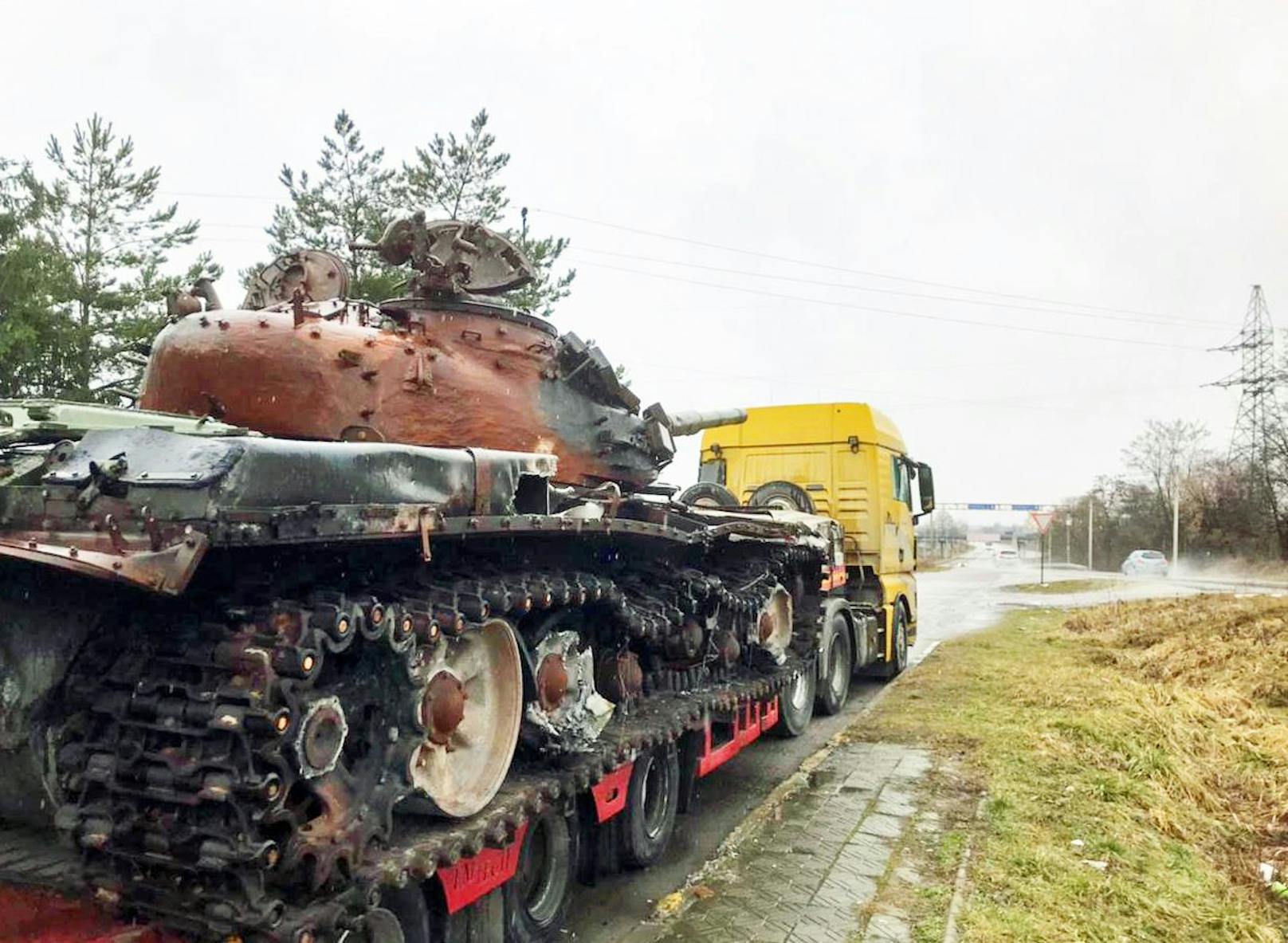 Der Panzer unterwegs durch Polen. 