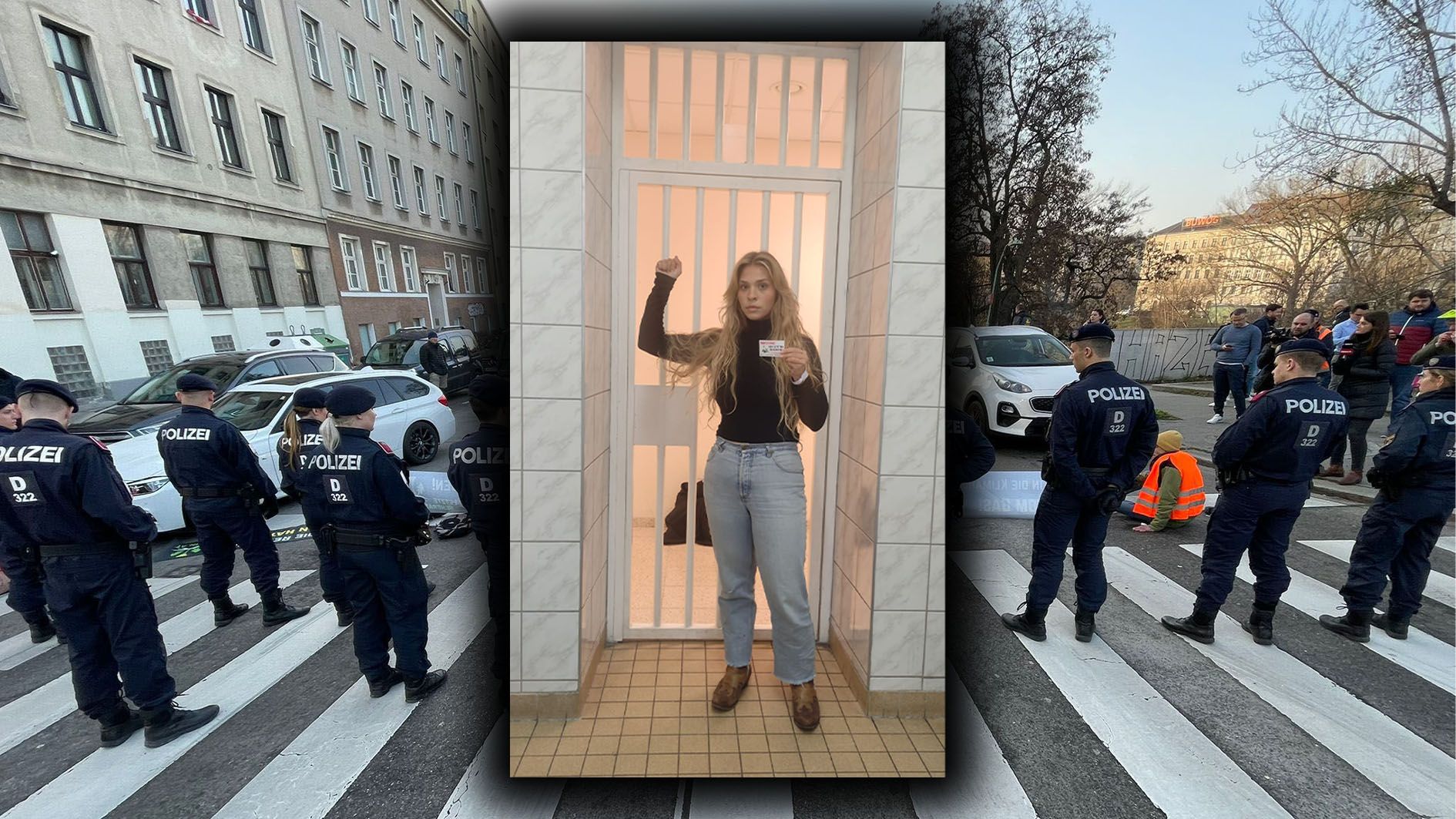 Die 25-Jährige war am Freitagvormittag bei der Klebe-Aktion am Schwedenplatz beteiligt.