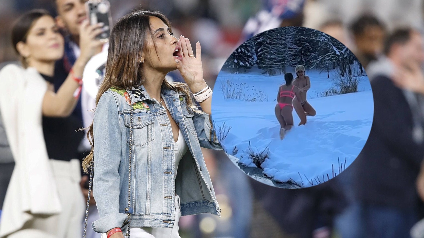  Antonella Roccuzzo wagte sich im Bikini in den Schnee.